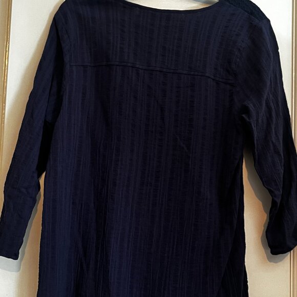 Universal Threat Gauze Blue V-Neck Top (Size Medium / Gently-Worn) - Picture 5 of 10